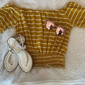 Off the shoulder striped top